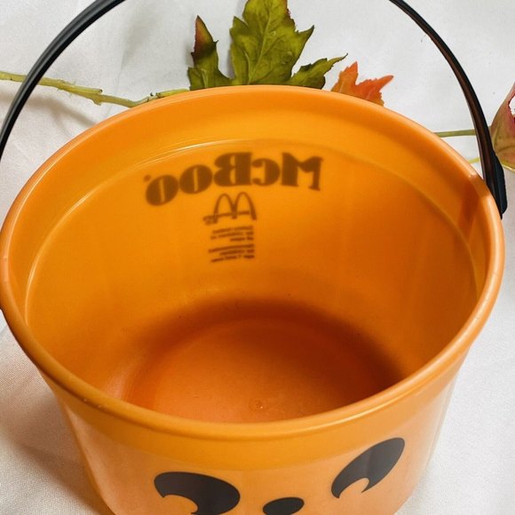 Vintage Pail McDonalds MCBOO Orange Halloween PUMPKIN BUCKET Happy Face NO LID - Picture 3 of 9